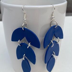 Matte Navy Polymer Clay Dangle Earrings